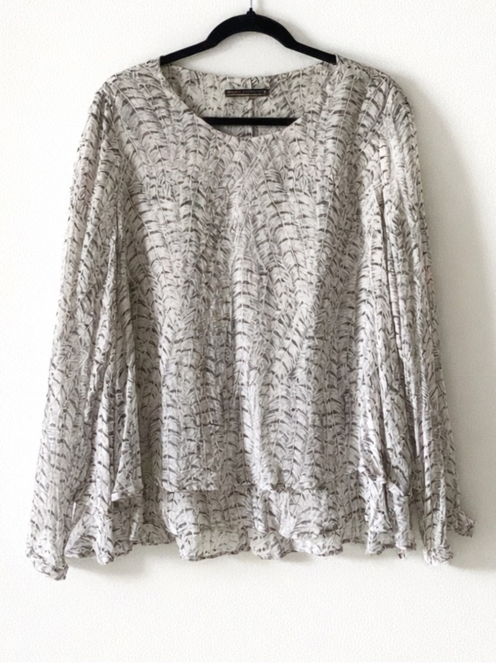 MAX VOLMARY Stars And Celebrities Silk Feather Print Luxury Blouse Size 12